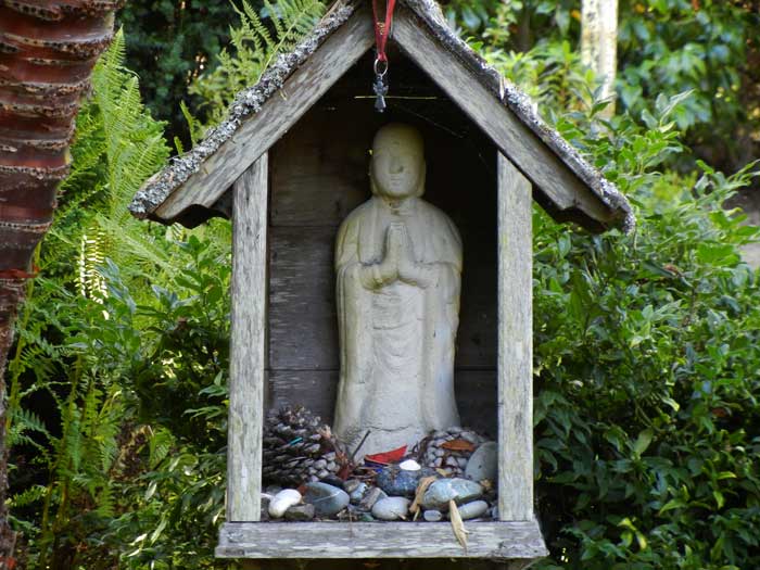 A Buddha shrine in the formal garden at the San Francisco Zen Center retreat at Green Gulch