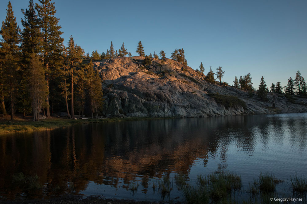 Reflections on the surface of Blue Lake, California