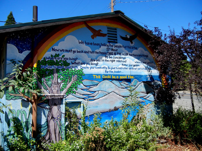 A mural located in downtown Covelo, California, exhorting people to be prepared and self-reliant as a time of difficulties is at hand.