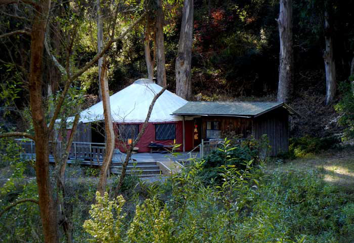 A yurt near the creek at the upper end of the valley