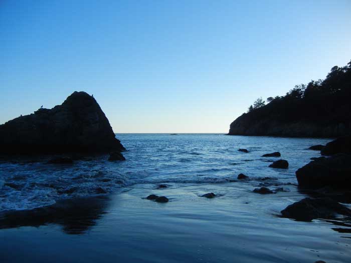 A view looking north at Muir Beach, located at the end of Green Gulch Valley