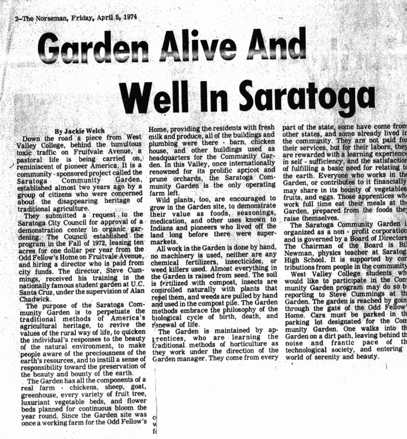 Description of the Saratoga Community Garden