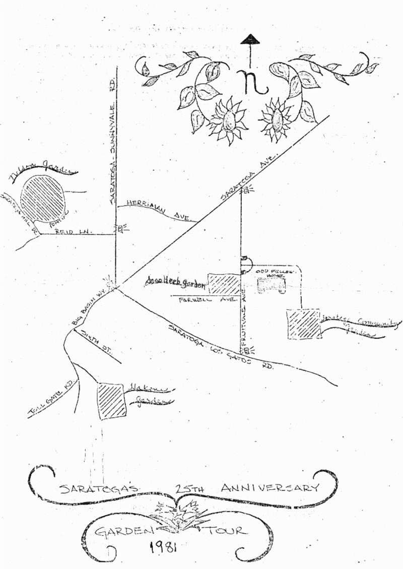 Garden tour information, Saratoga Community Garden, 1981, map