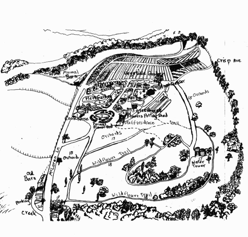 Garden tour information, Saratoga Community Garden, 1981, sketch