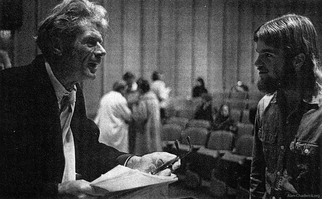 Alan Chadwick after a lecture at the University of California at Santa Cruz