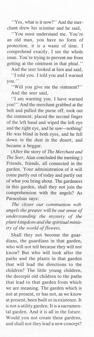 Alan Chadwick tells the fairy tale of the Merchant and the Seer, part 5