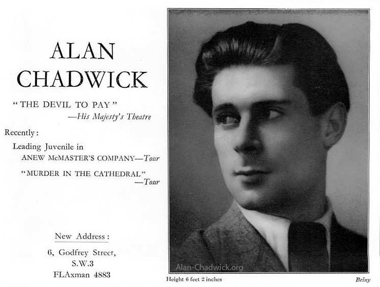 Alan Chadwick in a 1939 casting directory